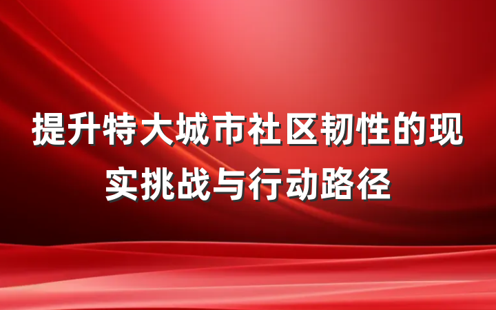 提升特大城市社区韧性的现实挑战与行动路径