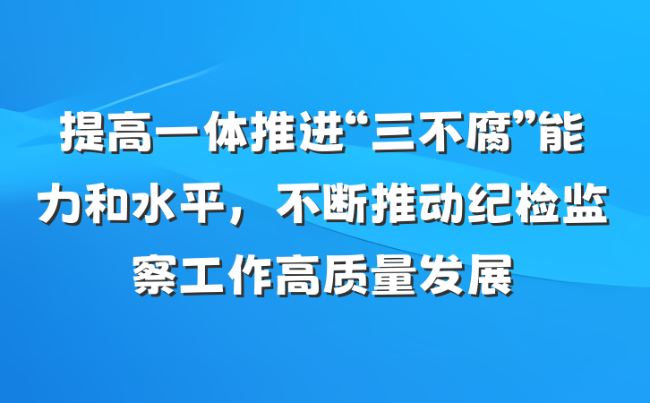 提高一体推进“三不腐”能力和水平，不断推动纪检监察工作高质量发展