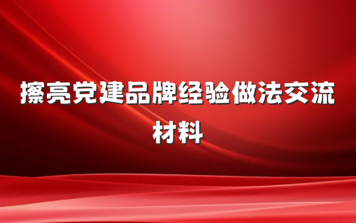 擦亮党建品牌经验做法交流材料