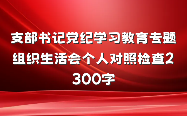 支部书记党纪学习教育专题组织生活会个人对照检查2300字