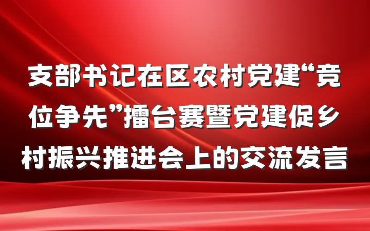 支部书记在区农村党建“竞位争先”擂台赛暨党建促乡村振兴推进会上的交流发言