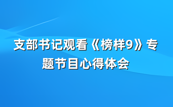 支部书记观看《榜样9》专题节目心得体会
