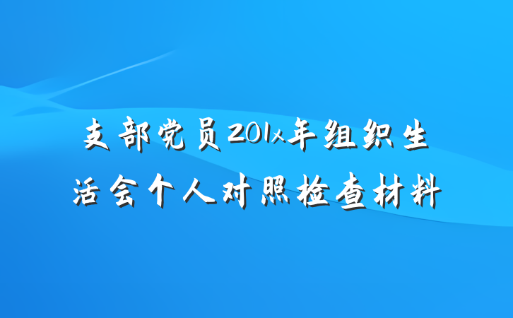 支部党员201x年组织生活会个人对照检查材料