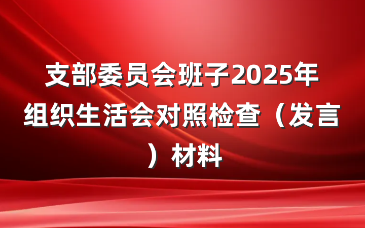 支部委员会班子2025年组织生活会对照检查（发言）材料