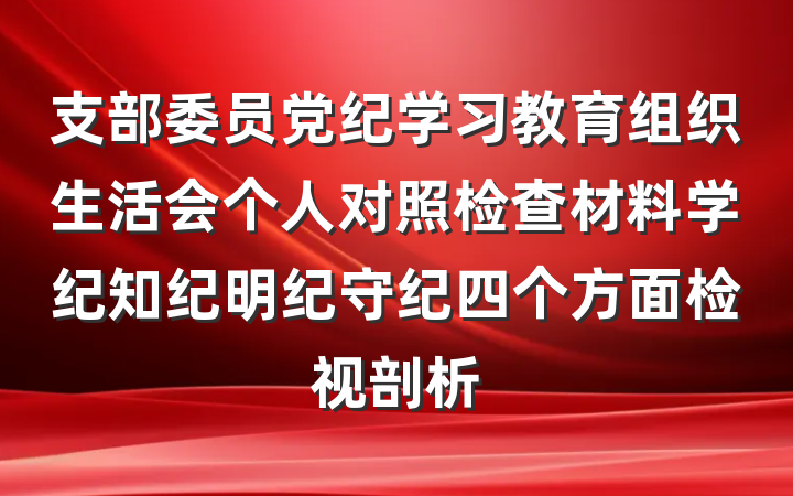 支部委员党纪学习教育组织生活会个人对照检查材料学纪知纪明纪守纪四个方面检视剖析