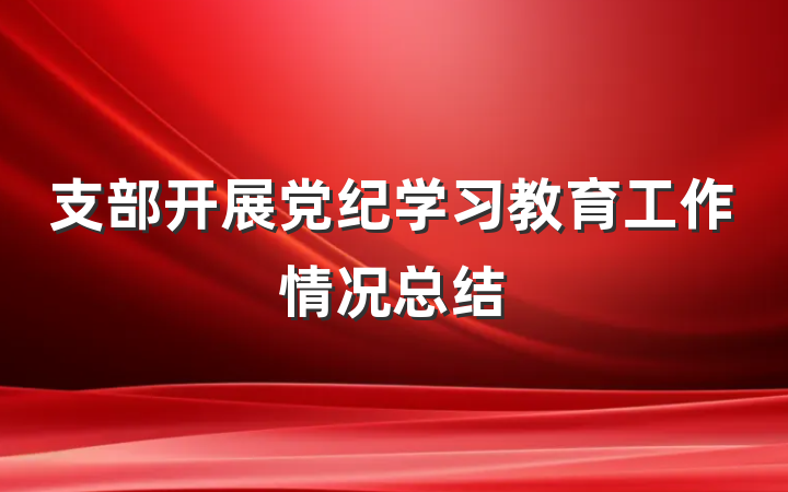 支部开展党纪学习教育工作情况总结