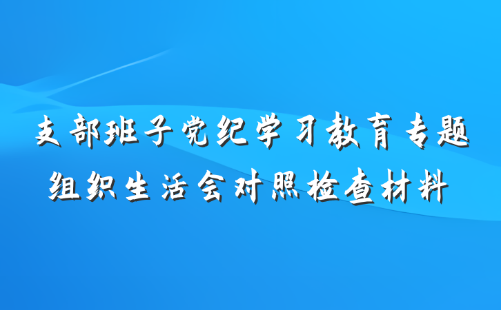 支部班子党纪学习教育专题组织生活会对照检查材料