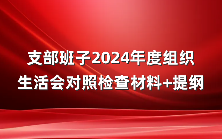 支部班子2024年度组织生活会对照检查材料 提纲