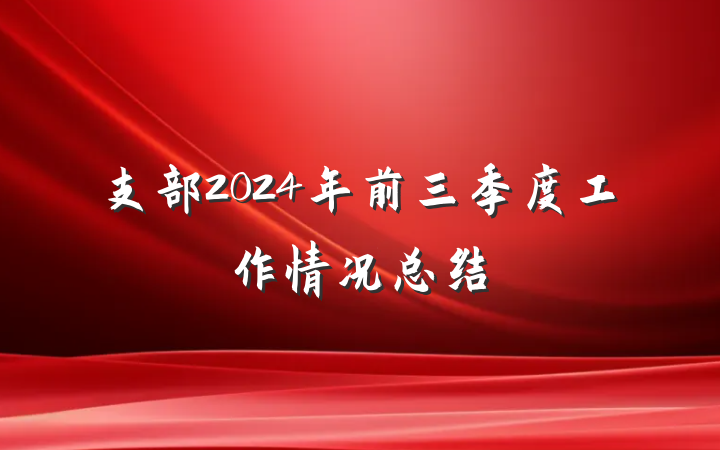 支部2024年前三季度工作情况总结
