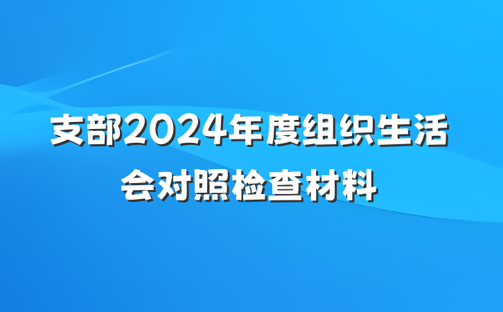 支部2024年度组织生活会对照检查材料
