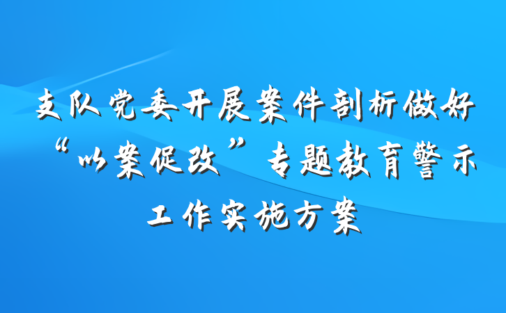 支队党委开展案件剖析做好“以案促改”专题教育警示工作实施方案