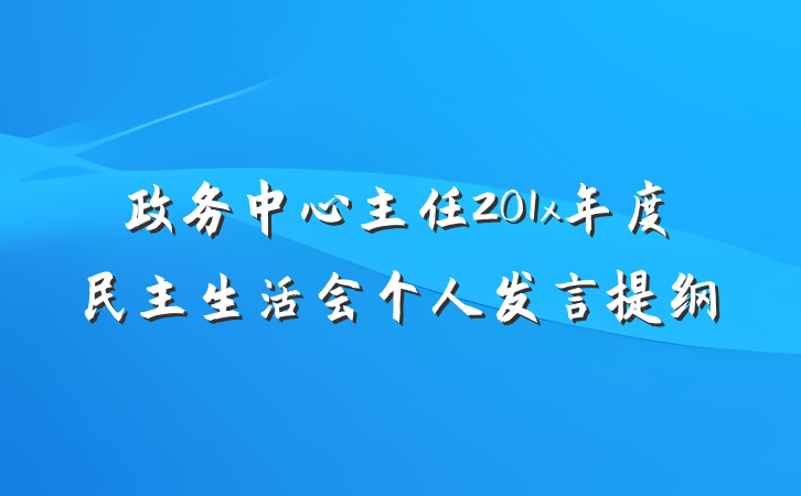 政务中心主任201x年度民主生活会个人发言提纲