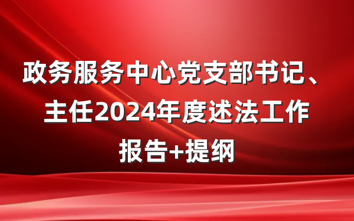 政务服务中心党支部书记、主任2024年度述法工作报告 提纲