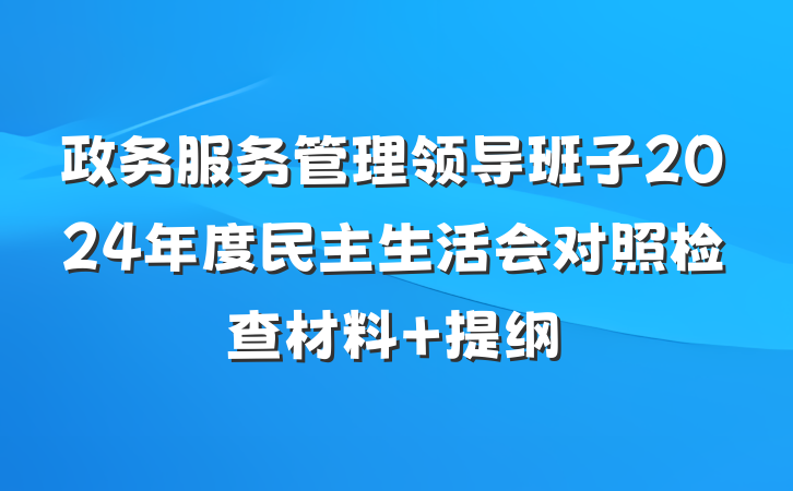 政务服务管理领导班子2024年度民主生活会对照检查材料 提纲