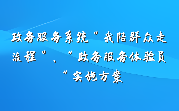 政务服务系统＂我陪群众走流程＂、＂政务服务体验员＂实施方案