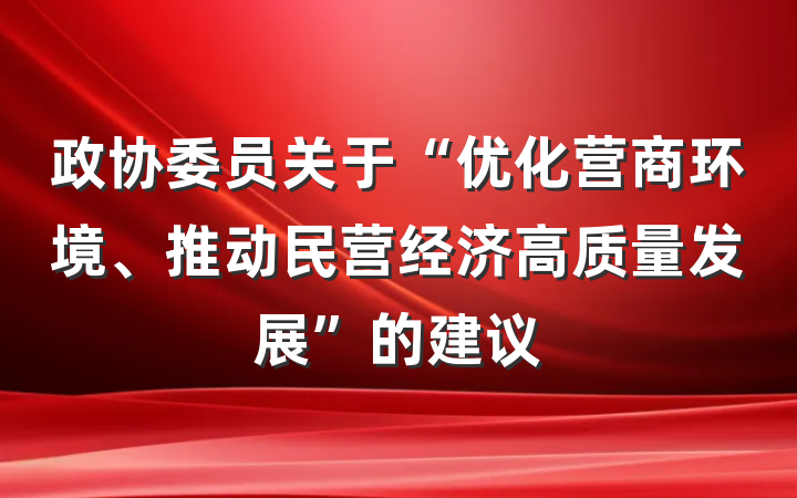 政协委员关于“优化营商环境、推动民营经济高质量发展”的建议