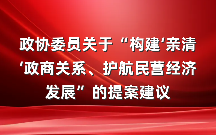政协委员关于“构建‘亲清’政商关系、护航民营经济发展”的提案建议