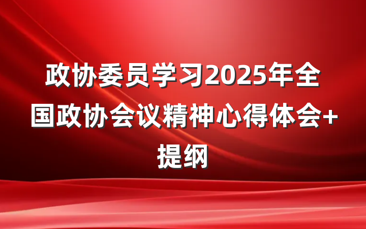 政协委员学习2025年全国政协会议精神心得体会 提纲
