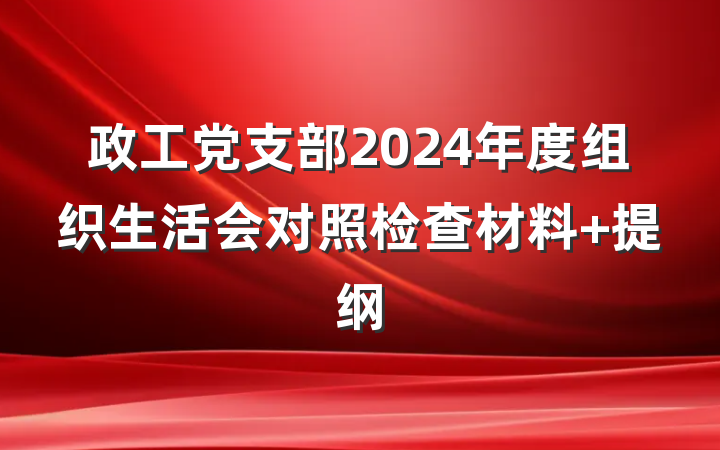 政工党支部2024年度组织生活会对照检查材料 提纲