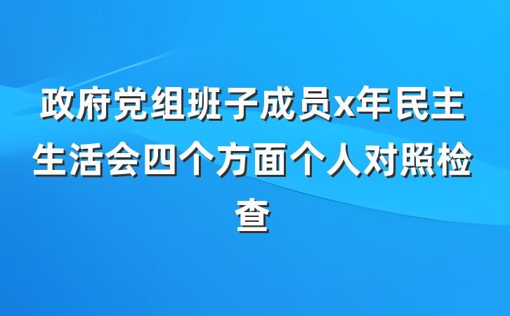 政府党组班子成员x年民主生活会四个方面个人对照检查