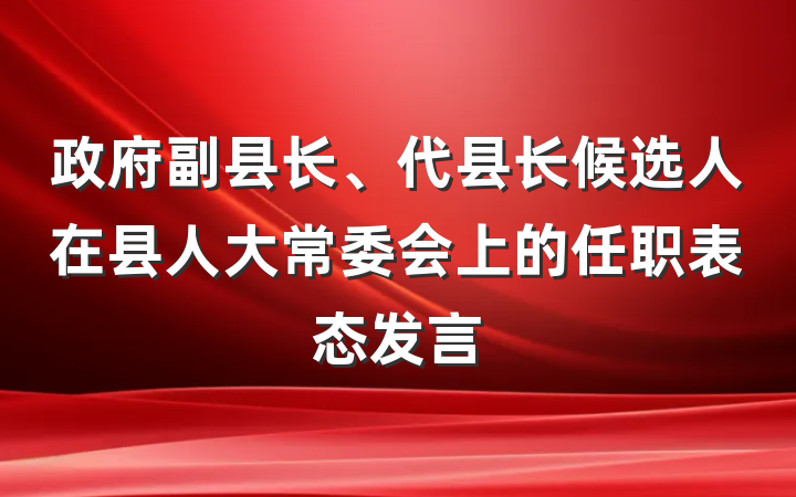 政府副县长、代县长候选人在县人大常委会上的任职表态发言