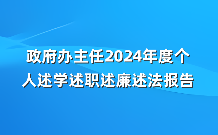 政府办主任2024年度个人述学述职述廉述法报告