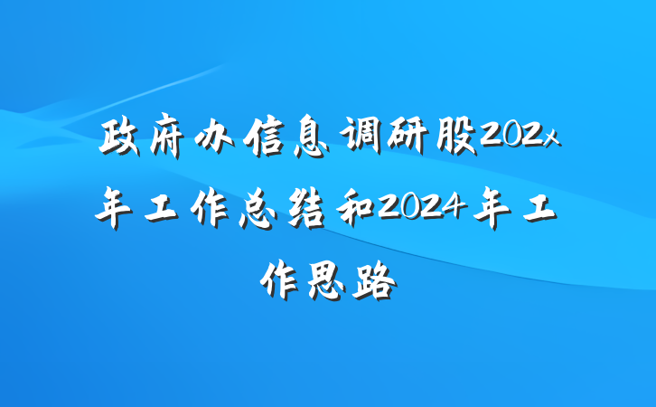 政府办信息调研股202x年工作总结和2024年工作思路