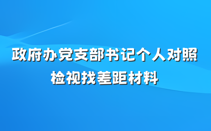 政府办党支部书记个人对照检视找差距材料