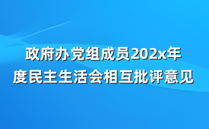 政府办党组成员202x年度民主生活会相互批评意见