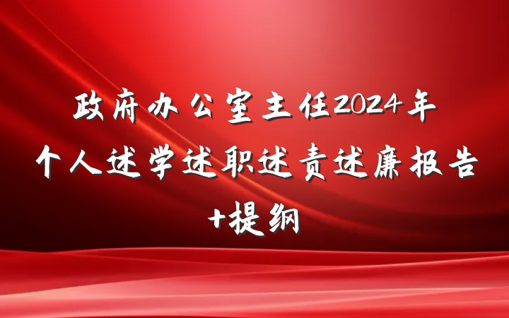 政府办公室主任2024年个人述学述职述责述廉报告 提纲