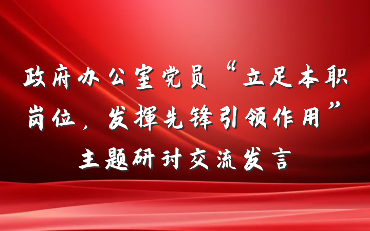 政府办公室党员“立足本职岗位，发挥先锋引领作用”主题研讨交流发言