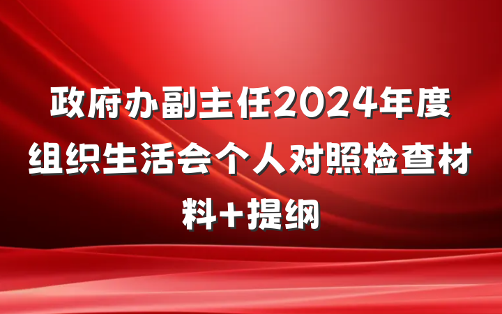 政府办副主任2024年度组织生活会个人对照检查材料 提纲