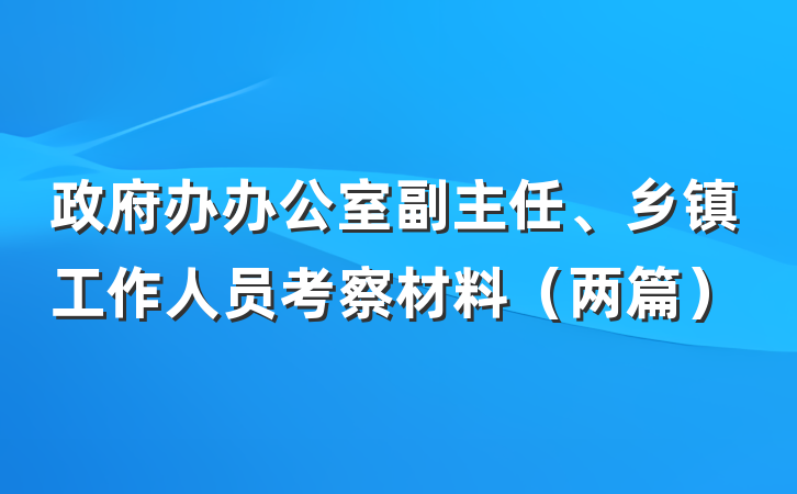 政府办办公室副主任、乡镇工作人员考察材料（两篇）