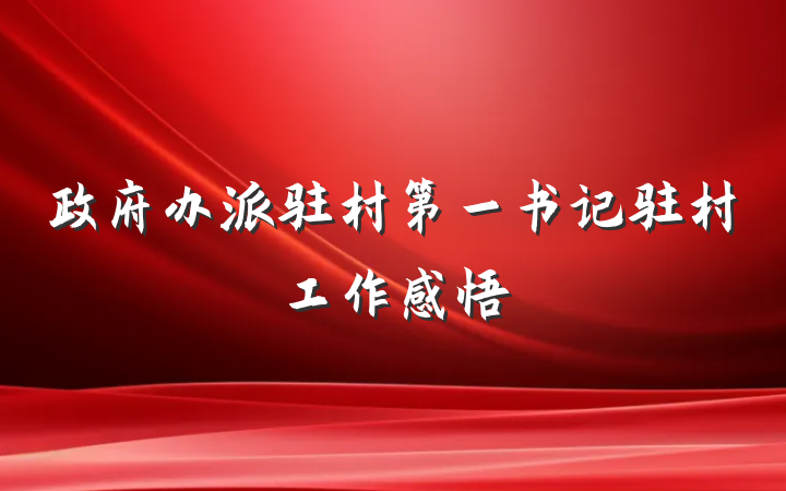 政府办派驻村第一书记驻村工作感悟