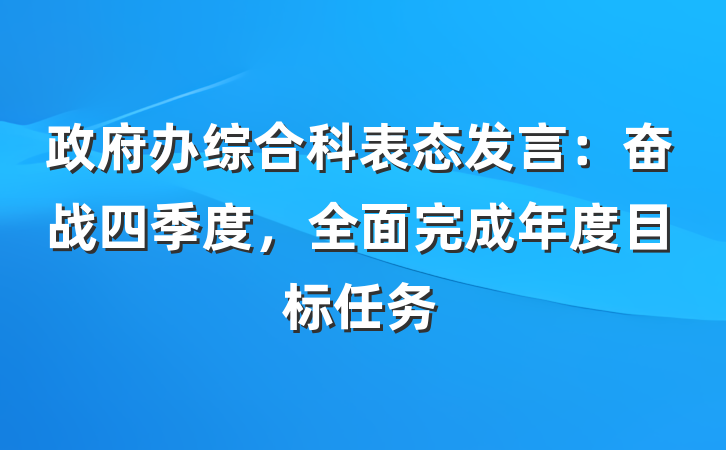 政府办综合科表态发言：奋战四季度，全面完成年度目标任务
