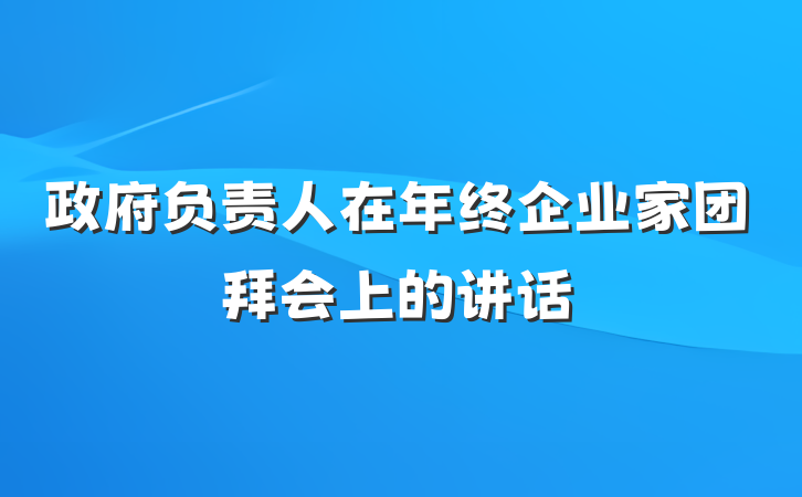 政府负责人在年终企业家团拜会上的讲话