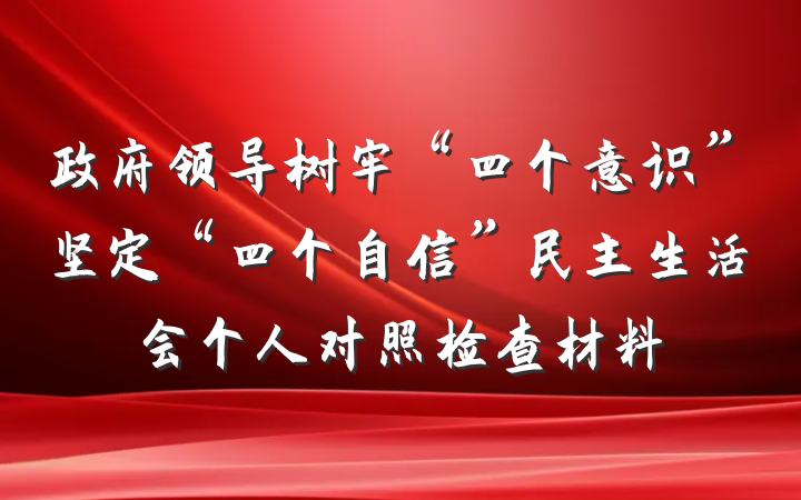 政府领导树牢“四个意识”坚定“四个自信”民主生活会个人对照检查材料