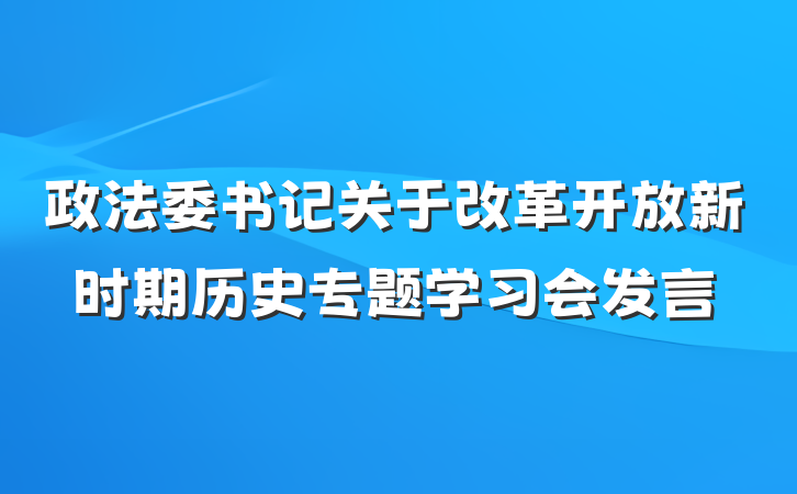 政法委书记关于改革开放新时期历史专题学习会发言