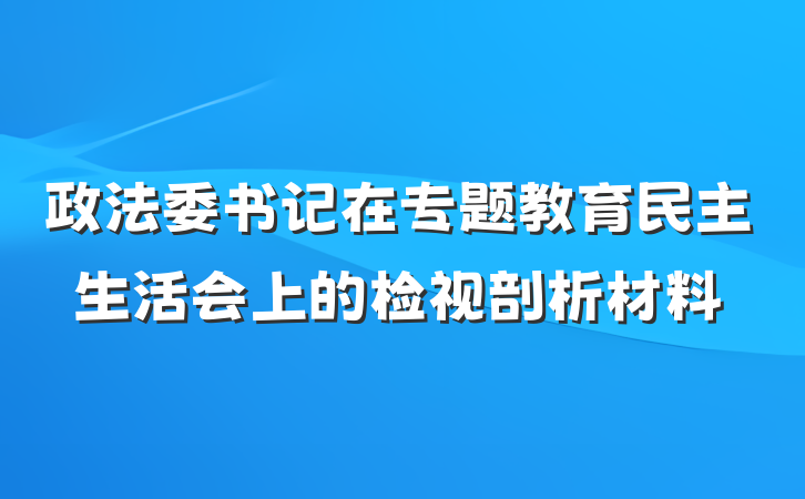 政法委书记在专题教育民主生活会上的检视剖析材料