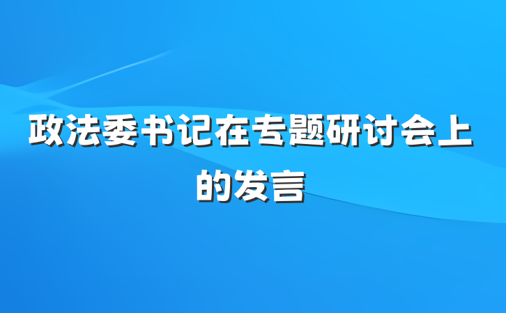 政法委书记在专题研讨会上的发言