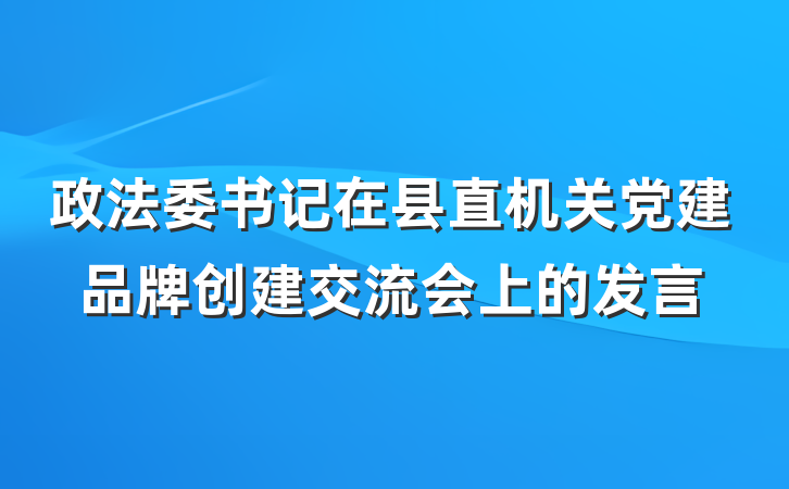 政法委书记在县直机关党建品牌创建交流会上的发言