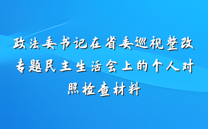 政法委书记在省委巡视整改专题民主生活会上的个人对照检查材料