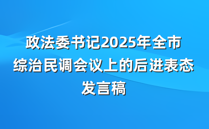 政法委书记2025年全市综治民调会议上的后进表态发言稿