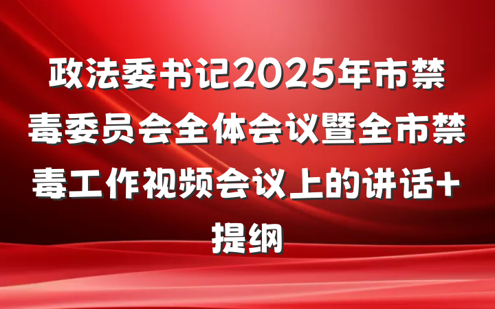 政法委书记2025年市禁毒委员会全体会议暨全市禁毒工作视频会议上的讲话 提纲