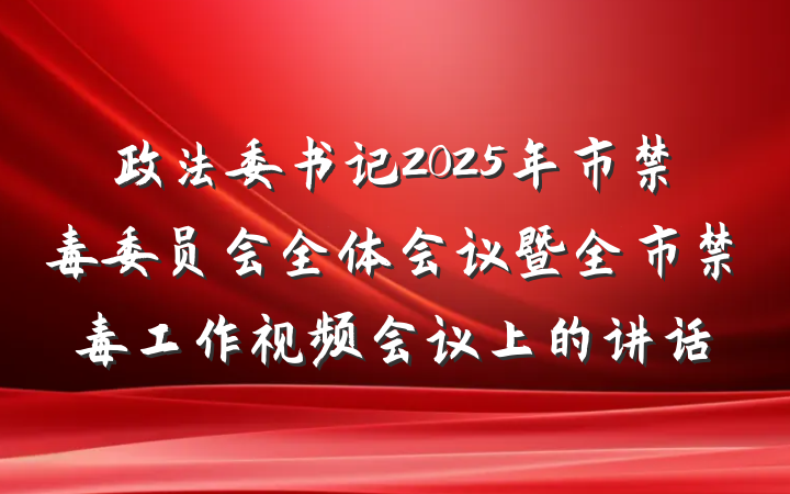 政法委书记2025年市禁毒委员会全体会议暨全市禁毒工作视频会议上的讲话