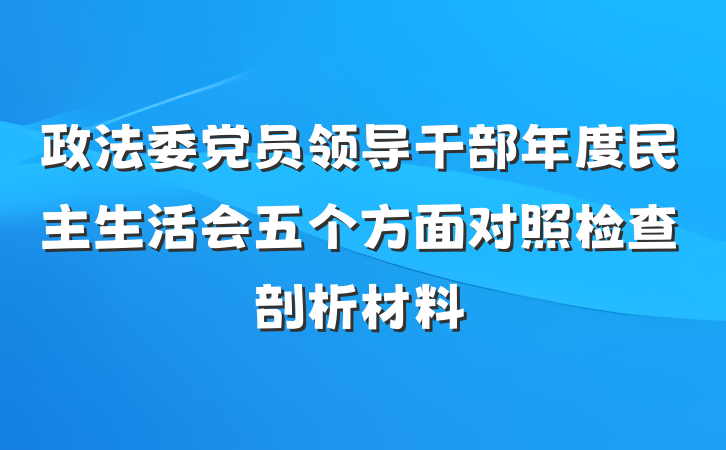 政法委党员领导干部年度民主生活会五个方面对照检查剖析材料