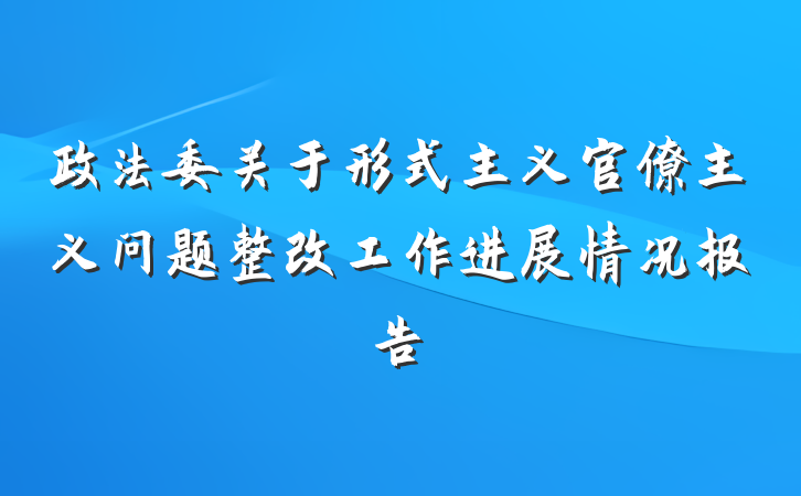 政法委关于形式主义官僚主义问题整改工作进展情况报告