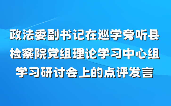 政法委副书记在巡学旁听县检察院党组理论学习中心组学习研讨会上的点评发言