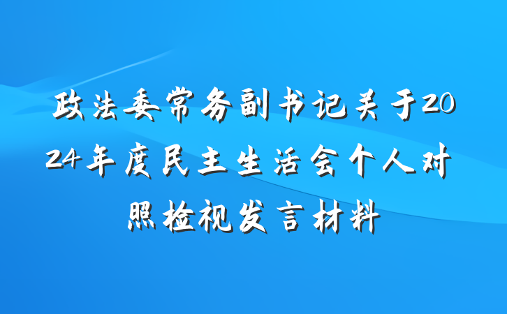 政法委常务副书记关于2024年度民主生活会个人对照检视发言材料