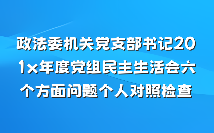政法委机关党支部书记201x年度党组民主生活会六个方面问题个人对照检查